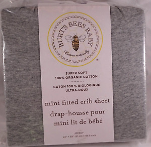 Burts Bees Baby Organic Cotton Mini Fitted Crib Sheet  Heather Grey Jersey