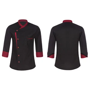 Men Unisex Chef Kitchen Work Coat Restaurant Cooking Jacket Tops Canteen Uniform - Picture 1 of 89