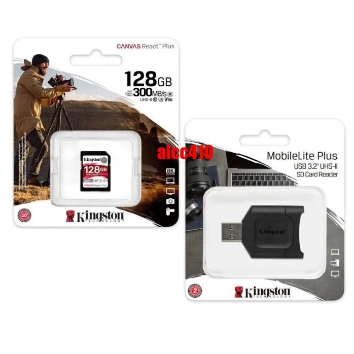 Kingston Canvas React Plus 128GB SDXC Card with Card Reader UHS-II 300MB/s V90 - Image 1 of 1