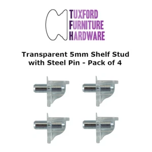 * 5mm Plastic Transparent Shelf Support Studs Pegs with Steel Pin. Choose QTY* - Picture 1 of 5