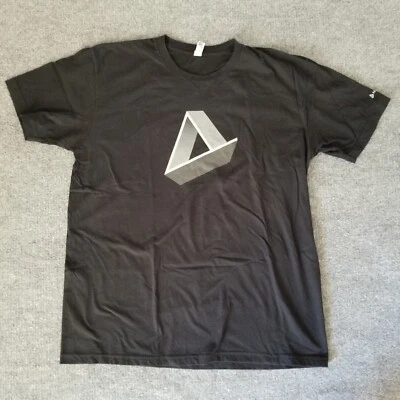Vintage American Apparel Cotton Men T-Shirt 2XL Black w Silver Triangle Graphic - Image 1 of 4