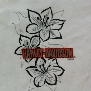 Harley Davidson Small T Shirt White Hibiscus Flowers West Palm Beach Florida Tee - Picture 1 of 6
