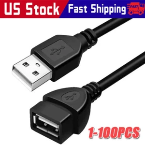 High-Speed USB-USB Extension Cable USB 2.0 Adapter Extender Cord Male/Female LOT - Picture 1 of 7