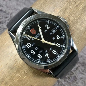 Victorinox Swiss Army Men 24653 Infantry Black Leather Quartz 38mm Watch 7 1/2" - Picture 1 of 12
