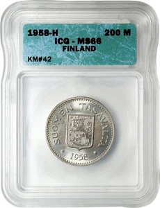 FINNLAND 200 Markkaa 1958-H Helsinki Mint ICG MS-66 - Bild 1 von 3