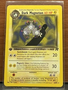 Tarjeta POKEMON Team Rocket 1999 Dark Magneton primera edición #28 como nueva/sin nueva - Imagen 1 de 2