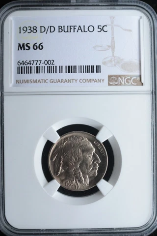 KAPPYSCOINS  G5812 1938D/D  NGC MS66 RPM REPUNCHED MINTMARK BUFFALO NICKEL Cover