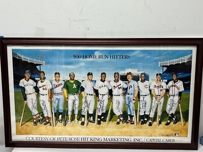 Beautiful 500 Home Run Club Signed Large Litho MICKEY MANTLE MAYS Williams JSA - Image 1 of 4