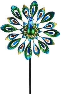 Wind Spinner 51" Peacock Double Wind Sculpture is Suitable for Decorating Your P - Picture 1 of 5