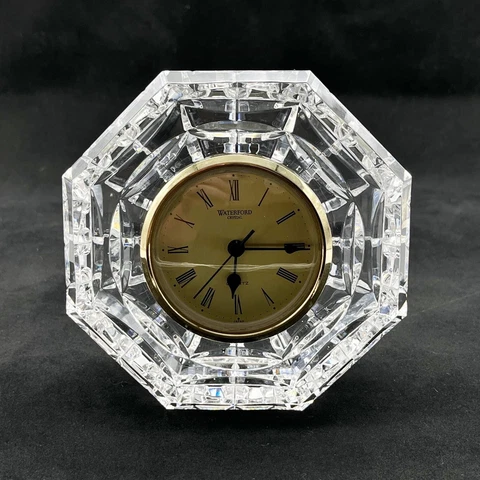 Gorgeous Waterford Cut Crystal Large Octagonal 5" Mantle/Shelf Clock Cover