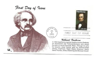 2047 Nathaniel Hawthorne, Literary Arts, Jim Agrian, JA, Hawthorne FDC - Imagen 1 de 1