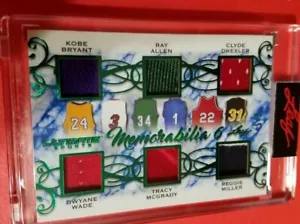 KOBE BRYANT DWYANE WADE REGGIE MILLER MCGRADYDREXLER ALLEN JERSEY CARD #2/5 LEAF - Picture 1 of 2