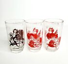 Set 3 VINTAGE Swanky Swig Juice Glasses 3.75&quot; tall Red Elephant Birds Toy Duck