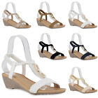 Damen Keilsandaletten Sandaletten Basic Freizeit Sommer Schuhe 841059 Trendy Neu