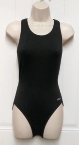 Dolphin Girl's Lap SwimSuit Solid Black Polyester One Piece Swimsuit M - Picture 1 of 4