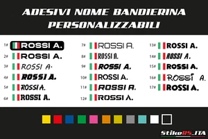 Adesivo Personalizzato in Vinile: Nome Bandiera COLORI A SCELTA 4pz - Foto 1 di 1