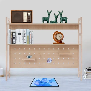 2-Tier Desktop Bookshelf Home Desk Organizer Office Tabletop Shelves Bookshelf - Picture 1 of 17