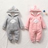 Newborn Infant Baby Girls Winter Warm Thick Romper Jumpsuit Hooded Coats Outfits