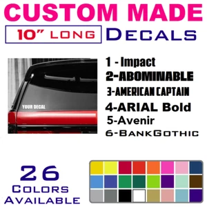 10" Long CUSTOM Vinyl Decal ANY TEXT NAME Personalized Sticker, 26 Colors (1-10) - Picture 1 of 10