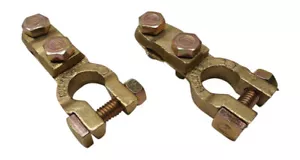 2x Solid Brass heavy duty Angle battery top post cable terminal for GM Trucks - Picture 1 of 6