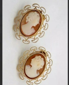 Vintage Krementz Genuine Shell Cameo 14K Gold - Picture 1 of 8