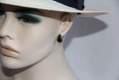 Lagos Maya Caviar Sterling Silver Onyx Earrings. RARE Gorgeous Drop Shape - Image 1 of 4