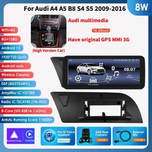 Autoradio 10.25''Android 13 GPS Navi CarPlay per Audi A4 A5 B8 Multimedia 8+128G - Foto 1 di 24