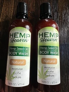 2 Hemp Heaven Hemp Seed Oil Moisturizing Natural Body Skin Shower Bath Wash Gel - Picture 1 of 3