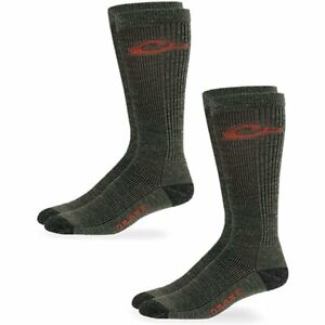 Drake Mens 40% Merino Wool Thermal Ribbed Crew Liner Socks 2 Pair