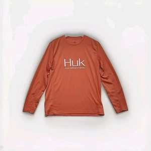 Huk Performance Fishing Shirt Men’s Medium Long Sleeve SPF Wicking Shirt Peach - Picture 1 of 7