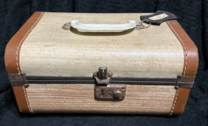 Vintage Travel Case Hard Shell Beige/Tan - Picture 1 of 12