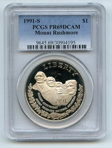 1991 S $1 Mount Rushmore Silver Commemorative Dollar PCGS PR69DCAM - Picture 1 of 1