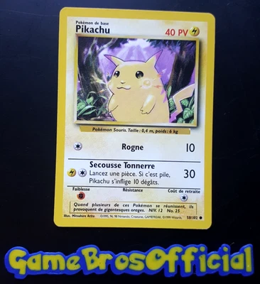 Pikachu - 58/102 - Pokemon TCG Base Set Unlimited FRENCH Common Vintage - EXC/LP - Image 1 of 2