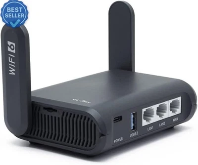 GL-AXT1800 Slate AX Tragbarer Gigabit-Reise-Router Wi-Fi 6 VPN Client USA - Bild 1 von 4