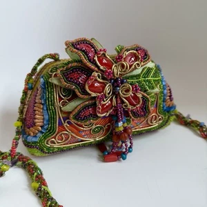 Mary Frances Beaded Crossbody Purse Hardshell Rainbow Vacation Bag - Picture 1 of 7