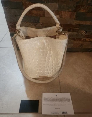 Brahmin Amelia Melbourne Daydream Bucket Satchel Bag White Pearl - Image 1 of 4