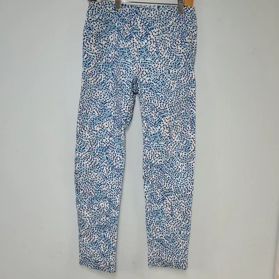 Slim-Sation Womens Pants Sz 8 White With Blues Polka Dots Stretch Straight Leg - Image 1 of 4