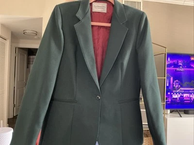 Blazer Vintage LEVI STRAUSS & Co Feminino Tamanho 12 Verde Clássico Carreira 1 Botão - Imagem 1 de 4