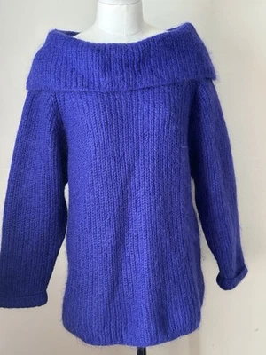 Dorothy Perkins Vintage Mohair Mix Boat Neck Jumper Uk12 Chunky Knit Winter Warm - Image 1 of 4