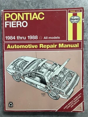Haynes Pontiac Fiero 1989 Edición Manual 1984-1988 Todos los Modelos - Envío Gratis Foto 1 de 4