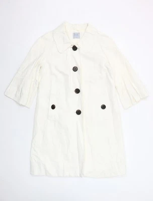 Oasis Women’s Ivory Cotton Mid-Length Trench Coat Size 10 - Imagem 1 de 4