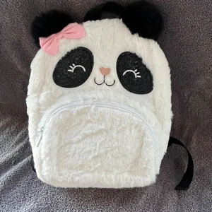 Weißer Pandabär verstellbarer Rucksack neu Fell Plüsch Schultasche 11x9 Kinder Neu mit Etikett - Bild 1 von 7