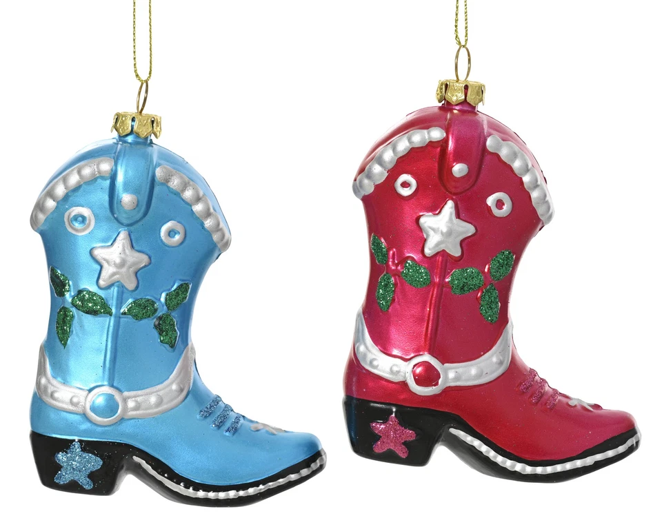 KAEMINGK Cowboy Boot Christmas Tree Decoration Bauble Fun Novelty Xmas western Ornament