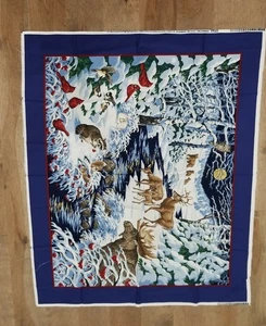Panel Vintage Tela Cranston Invierno País de las Maravillas Animales 44" x 35" - Imagen 1 de 12