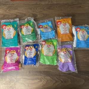 TY 1999 Set of 10 Teenie Beanie Babies McDonalds HappyMeal Toys 1,2,5,6-11 - Picture 1 of 20