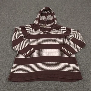 Tommy Bahama Sweater Womens Large Brown White Striped Knit Hooded Pullover - Picture 1 of 9