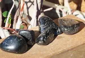Large Black Tourmaline Crystal Tumble Stones 2 Pieces Mineral Tracked Postage - Picture 1 of 9