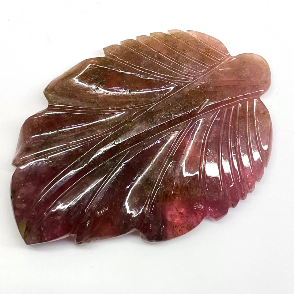 138 Cts Natural Carved Tourmaline Leaf 68x46mm Huge Bi Color Loose Gemstone - Image 1 of 4