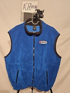 Vintage ESPN.com Fleece Zipper Vest XL Mens Blue pockets Made in the USA - Picture 1 of 4