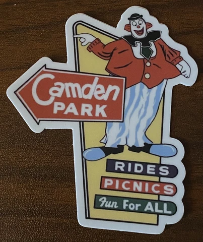 Vintage Camden Park Logo Huntington, WV 3” Weatherproof Vinyl Sticker 🤡 Decal Cover